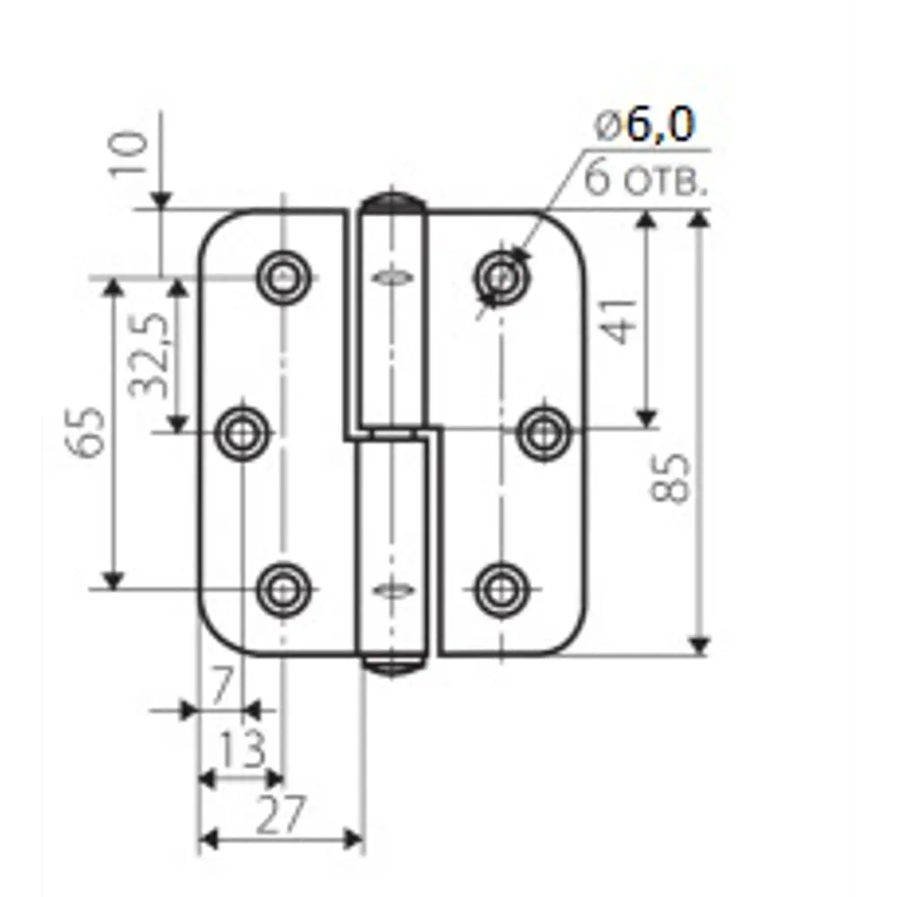 82105929 Петля съемная правая ПН-85 85x65 мм сталь цвет белый цинк STLM-0019045 Santreyd  - Вид №3