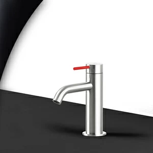 Смеситель для раковины сталь глянцевая с красной ручкой Toki Radomonte TKI1LCIL15