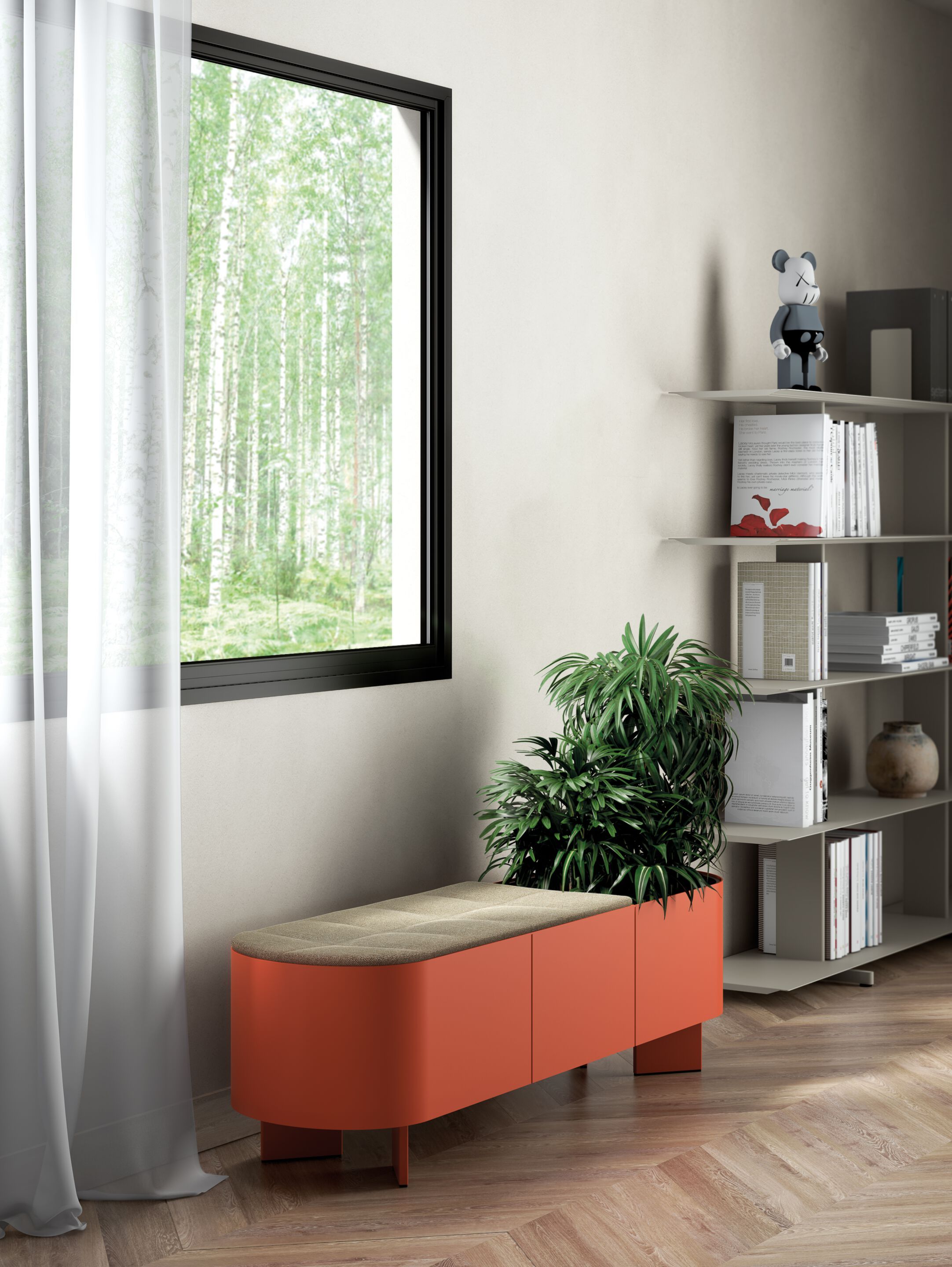 Алюминиевая скамья без спинки и с плантатором Systemtronic Croma ARCH-00092592 - Вид №1