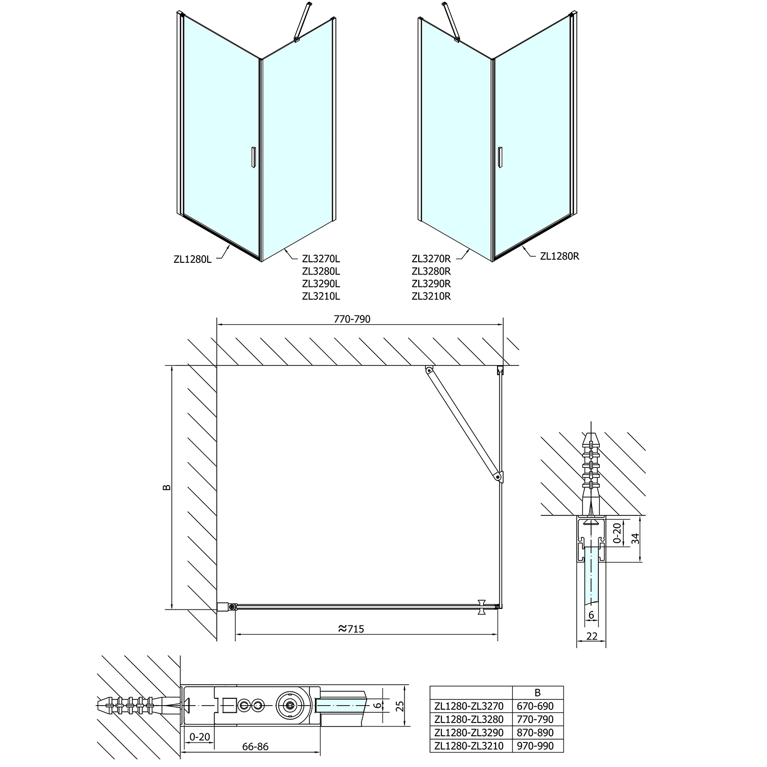 ZL1280ZL3270 Polysan Ширмы для душа ZOOM LINE  - Вид №1