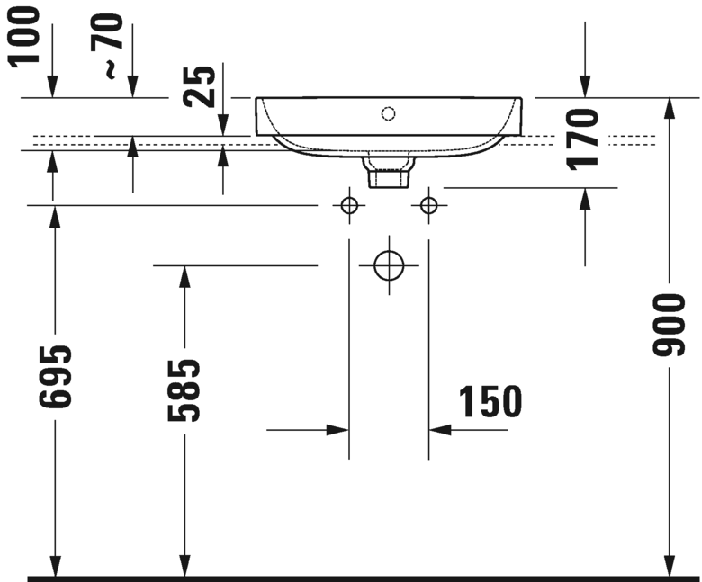 2360501300 Подвесная раковина настенная овальная Duravit Happy D.2 Plus - Вид №3