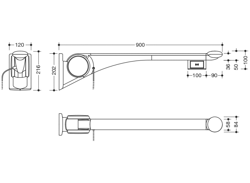 802.50.47260 Складная опорная рейка премиум-класса HEWI Stützen  - Вид №4