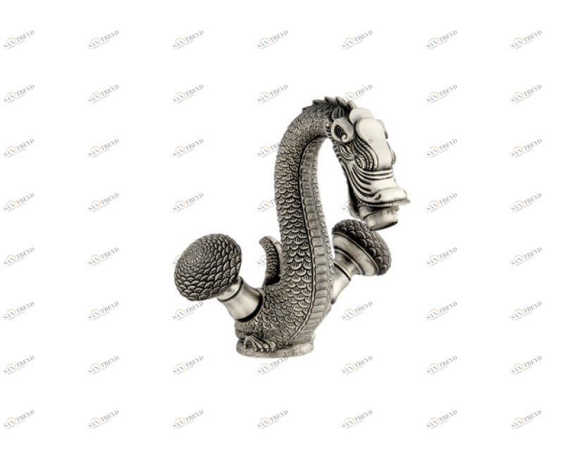 059405.A00.71 Смеситель для раковины на одно отверстие Античное серебро Mestre Dragon