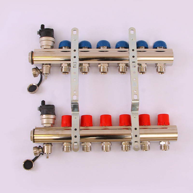 Коллекторная группа TOPWAY с регулировочными и термостатическими вентилями с резьбой под евроконус EMMETI 1"x3/4"ЕК 6 выходов 01298718 - Вид №3