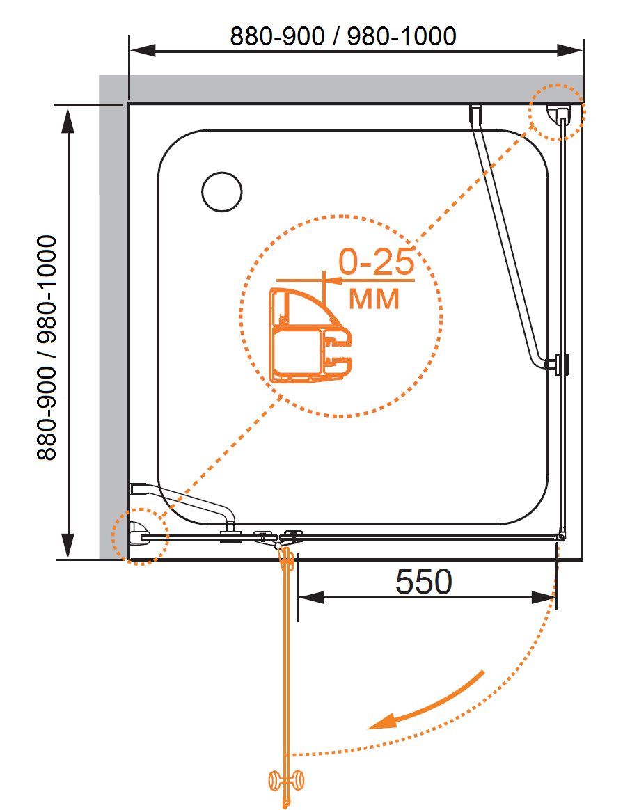 Душевой уголок CEZARES VERONA-W-A-1-90-C-Cr - Вид №3
