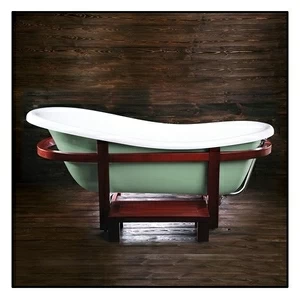 Ванна Akcjum Rectime New WR-04-A овальная салатовая с деревянной рамкой