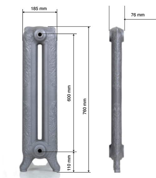 Чугунный радиатор GuRaTec Merkur 760 8 секций 7745 - Вид №6