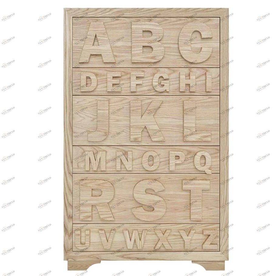 Комод высокий бежевый с рисунком N1 Alphabet FURNITERA ДИЗАЙНЕРСКИЕ, КОМОДЫ ALPHABETICAL 120328 Бежевый;дуб сонома 