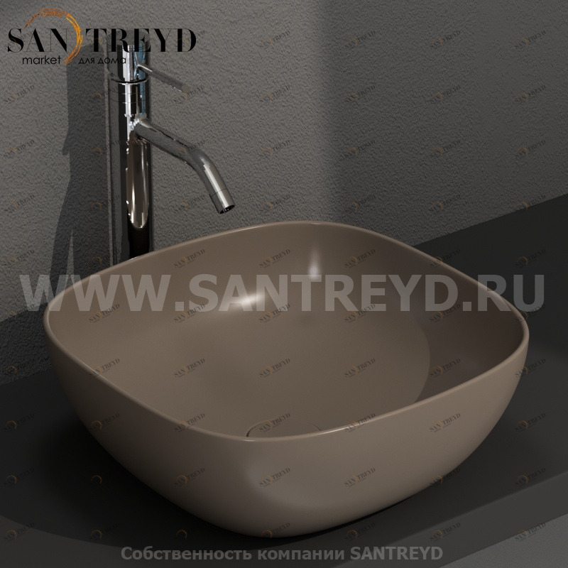 B6Q43CS Накладная раковина на столешницу  квадратная Ceramica Globo T-EDGE