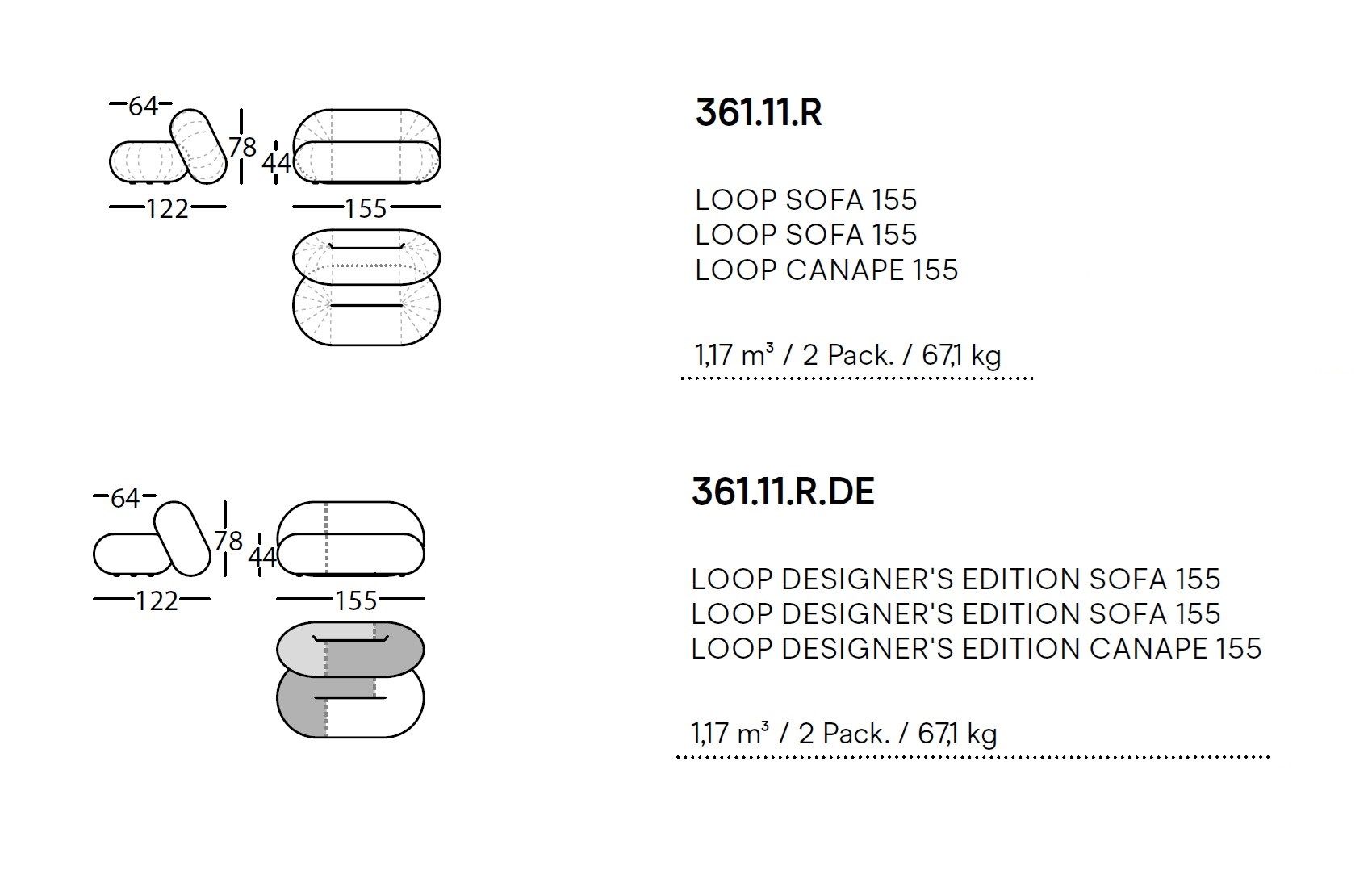 2-местный тканевый диван SANCAL Loop ARCH-00148166 - Вид №5