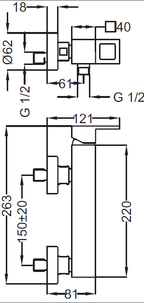 Смеситель для душа однорычажный Cezares MOLVENO-DM-01-Cr - Вид №1