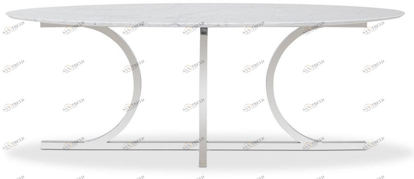 Stylish Club Овальный обеденный стол из мрамора и стали калакатта Bridge Scf.b11