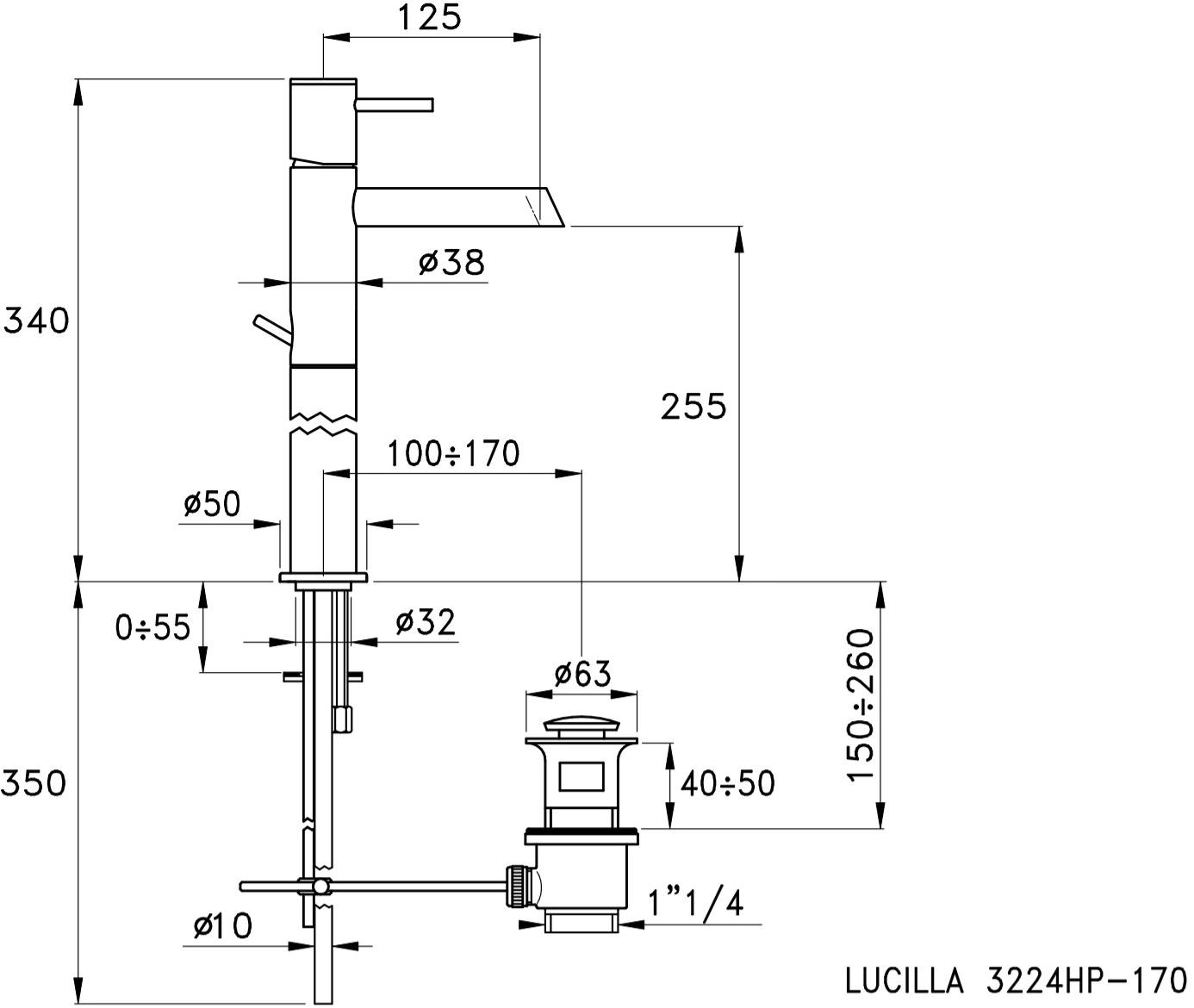 RUBINETTERIE STELLA Смеситель для раковины на одно отверстие Lucilla sun-id-1397759 - Вид №2
