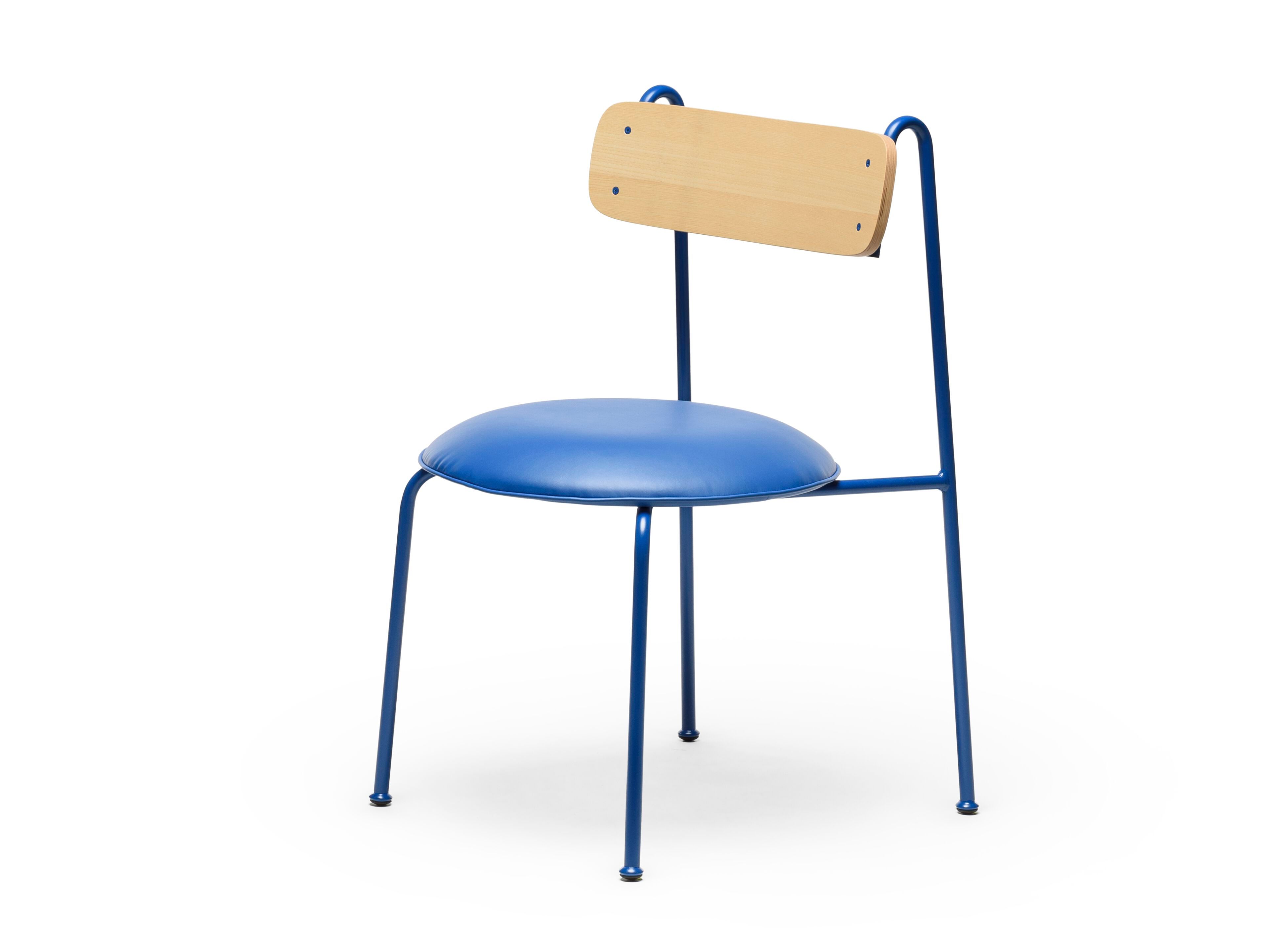 Окрашенный металлический стул со встроенной подушкой из искусственной кожи CHAIRS & MORE Lena ARCH-00091348 - Вид №12