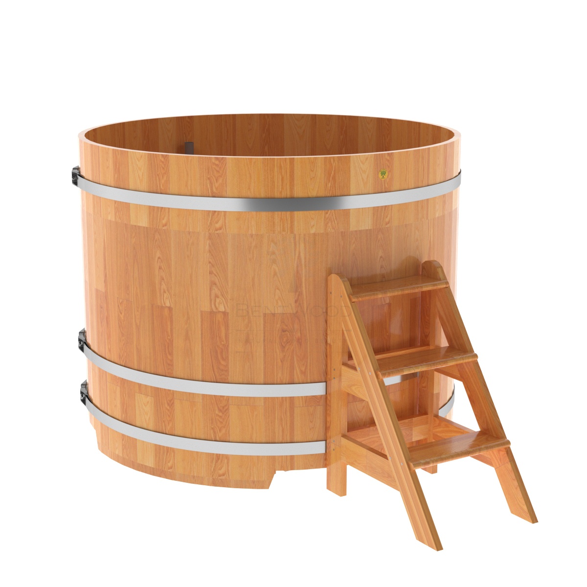 1523 Купель круглая из сращенных ламелей лиственницы d=1,50х1,2 натуральная Alyarus 