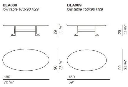 Bodema Низкий овальный мраморный журнальный столик Blake Bla088/bla089 - Вид №3