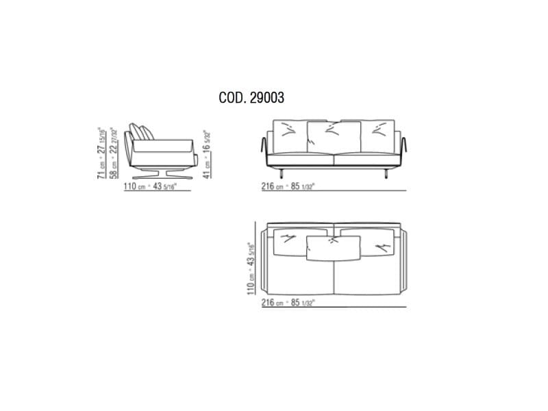 Диван из ткани и кожи Flexform Bretton ARCH-00067619 - Вид №4