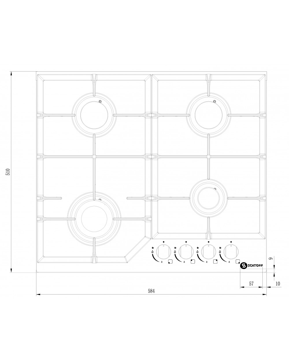 9225915 Газовая варочная поверхность SCHTOFF H6034C30IS STDN-0115807 - Вид №4