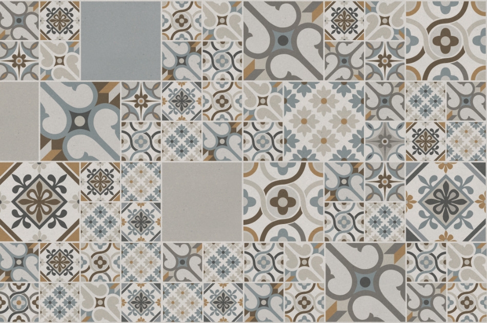 540 050 10 Печатный пробковый пол с разным дизайном Retile Blue GRANORTE Vita Decor