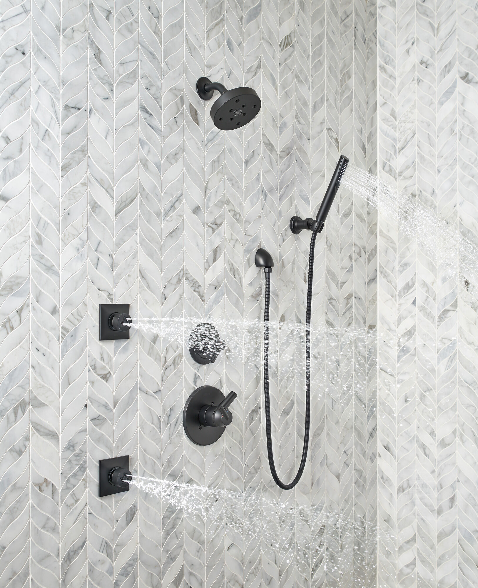 T11859-BL 3-позиционная регулировка 2-портового дивертора Delta Faucet Trinsic Матовый черный  - Вид №2