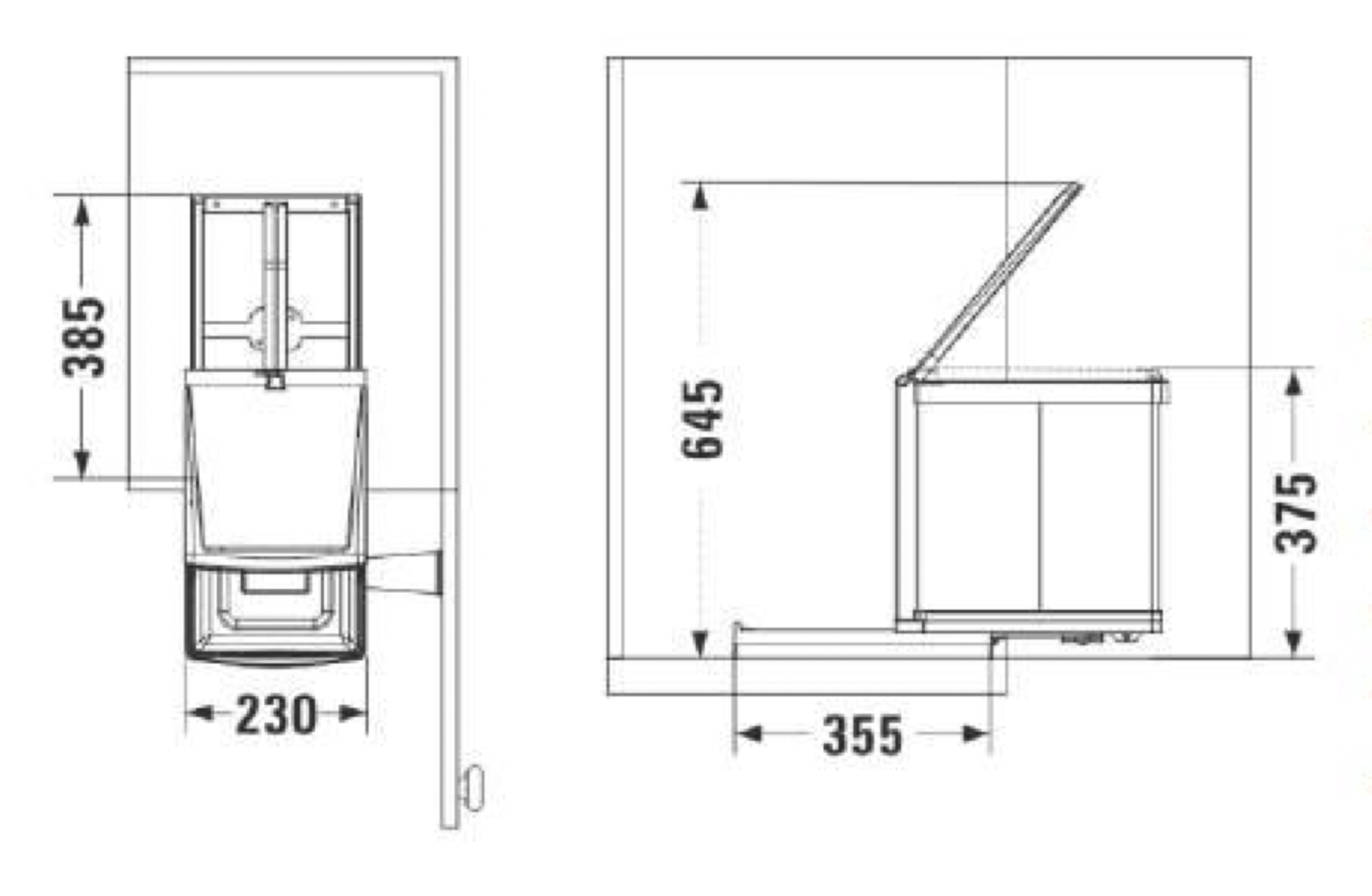Контейнер для мусора на дверцу Beta 350/16 Metallic Grey NAVAKO 10016 - Вид №4