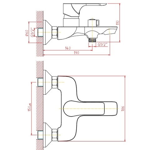 Orange Aristo M19-100w белый однорычажный ванно-душевой смеситель Черный sun-id-1516796 - Вид №4