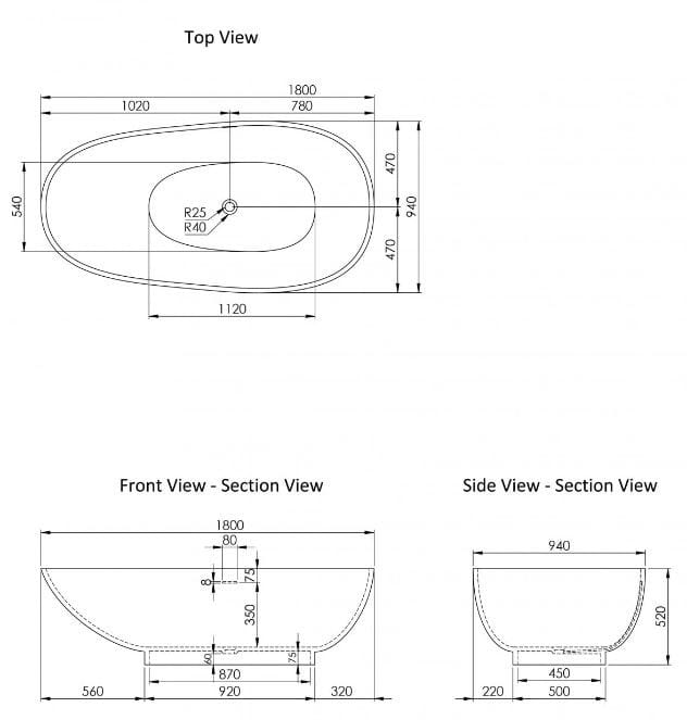 Овальная асимметричная ванна из смолы LUSSO Cocoon ARCH-00027946 - Вид №3