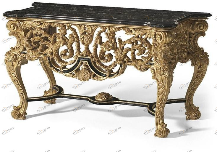 OAK Прямоугольная деревянная консоль с мраморной столешницей Galleria sun-id-1346984