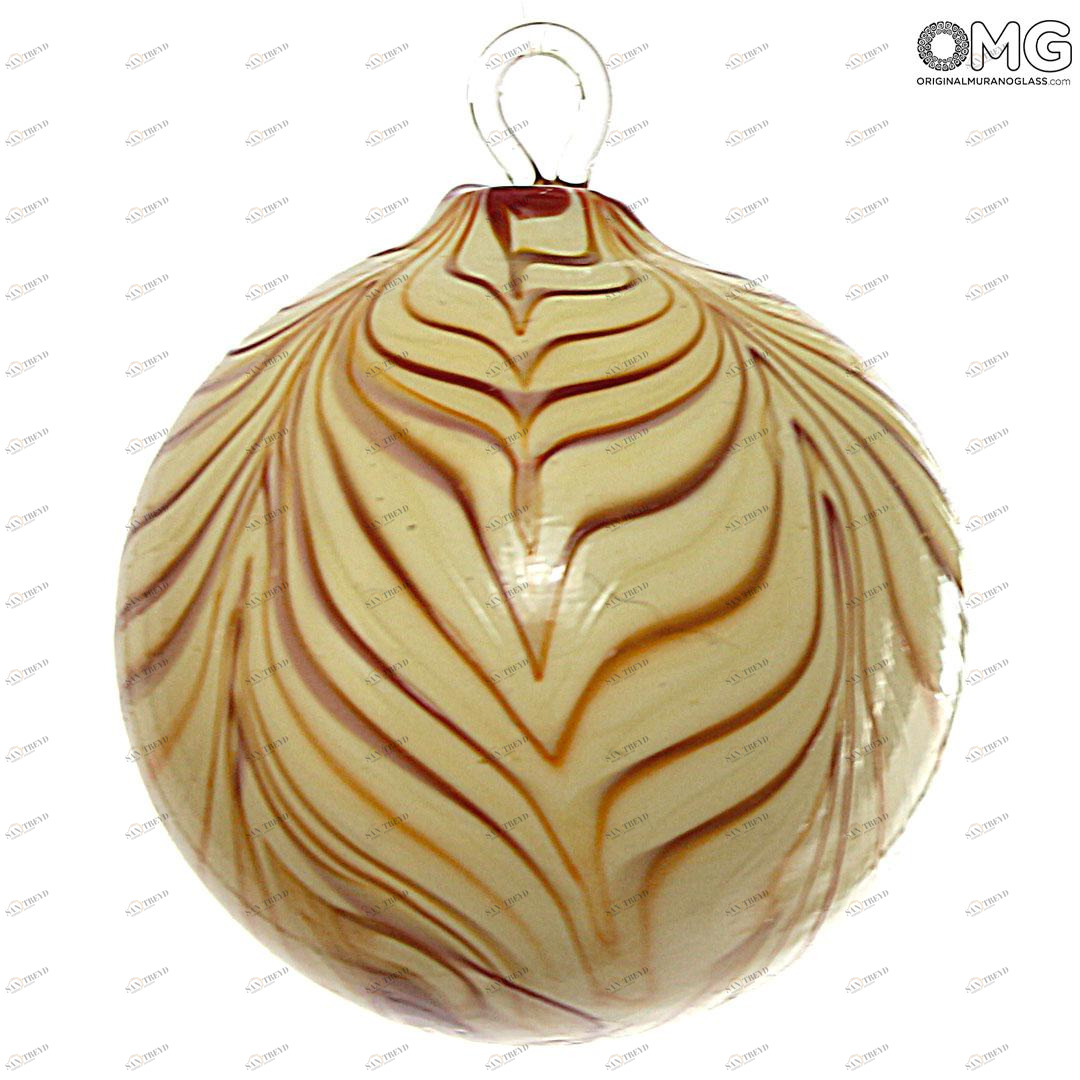 3685 ORIGINALMURANOGLASS Белый ёлочный шар - муранское стекло OMG 7 см 