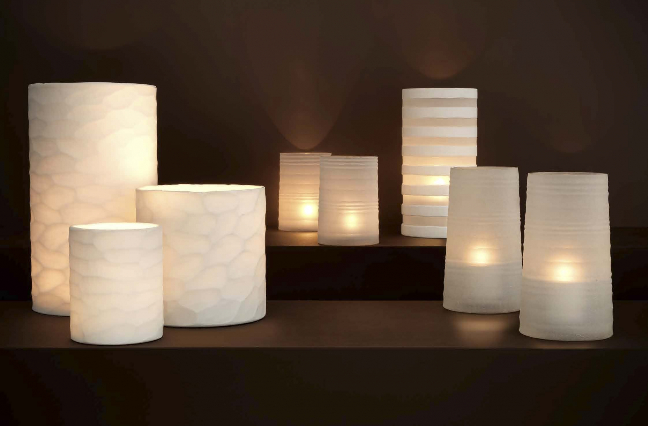 Подсвечник стеклянный нежно-белый Fontana M от Eichholtz EICHHOLTZ  246128 Бежевый  - Вид №1