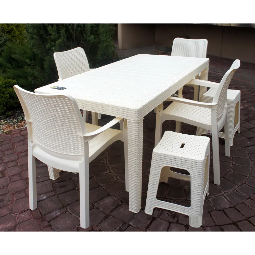 Стол Ingreen Rattan 153.2х78.9х70 см пластик бежевый STLM-2029910 - Вид №4