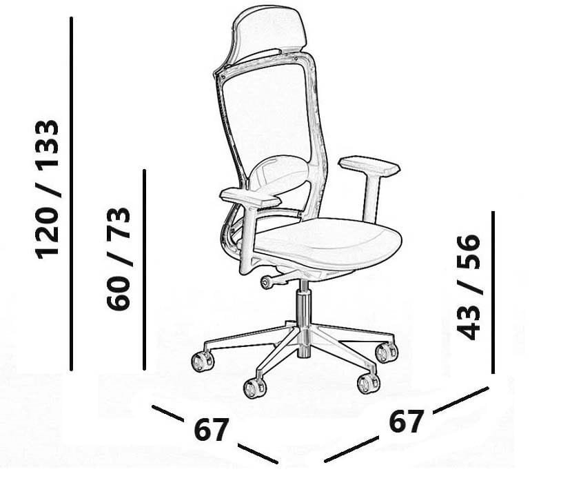 5-спицевое сетчатое офисное кресло с высокой спинкой Luxy ARCH-00091768 - Вид №8