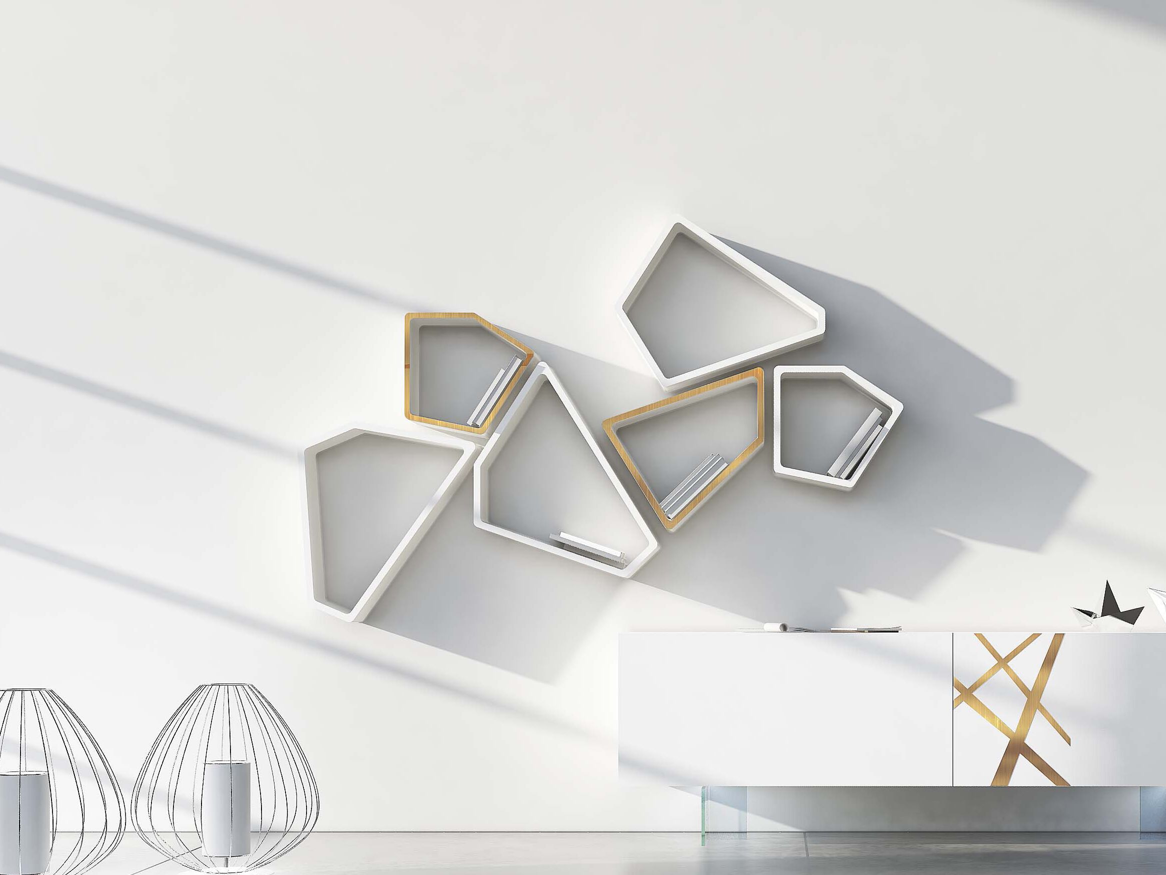 Книжный шкаф с бетонной отделкой Voltan Space ARCH-00102792