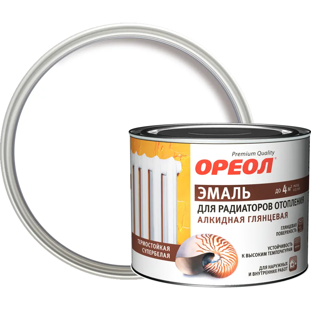 Эмаль алкидная для радиаторов отопления Ореол глянцевая 0.5 кг STLM-2102106