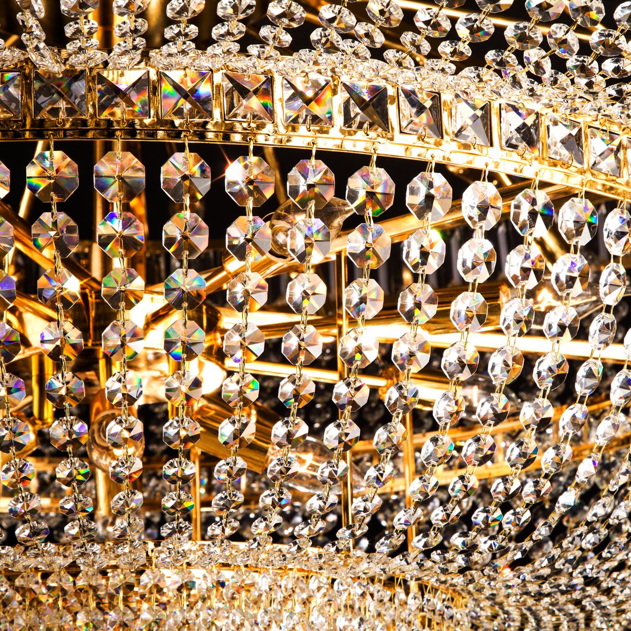 Люстра хрустальная потолочная золото Bogates Solara 360 Strotskis BOGATES ДИЗАЙНЕРСКИЕ, SOLARA 00-3833532 Золото;прозрачный  - Вид №3