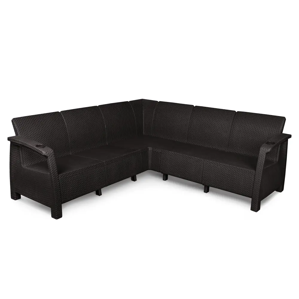 Диван Ротанг-плюс 200x200x79 см полипропилен мокко 86535560 STLM-2058664 Santreyd