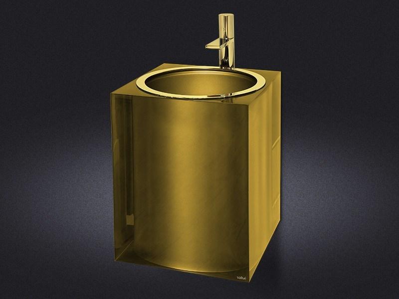 2608022 Подвесная раковина настенная овальная Vallvé Gold gloss белая - Вид №1