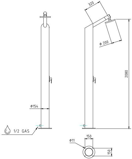 Ama Luxury Shower Солнечный летний душ из нержавеющей стали  So2900  - Вид №3