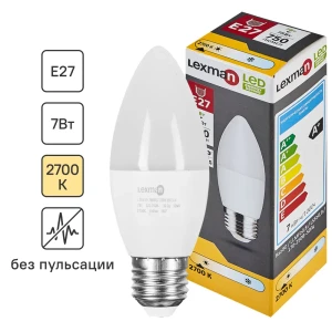 Светодиодная лампа Lexman E27 теплый белый свет 7Вт свеча 86270529
