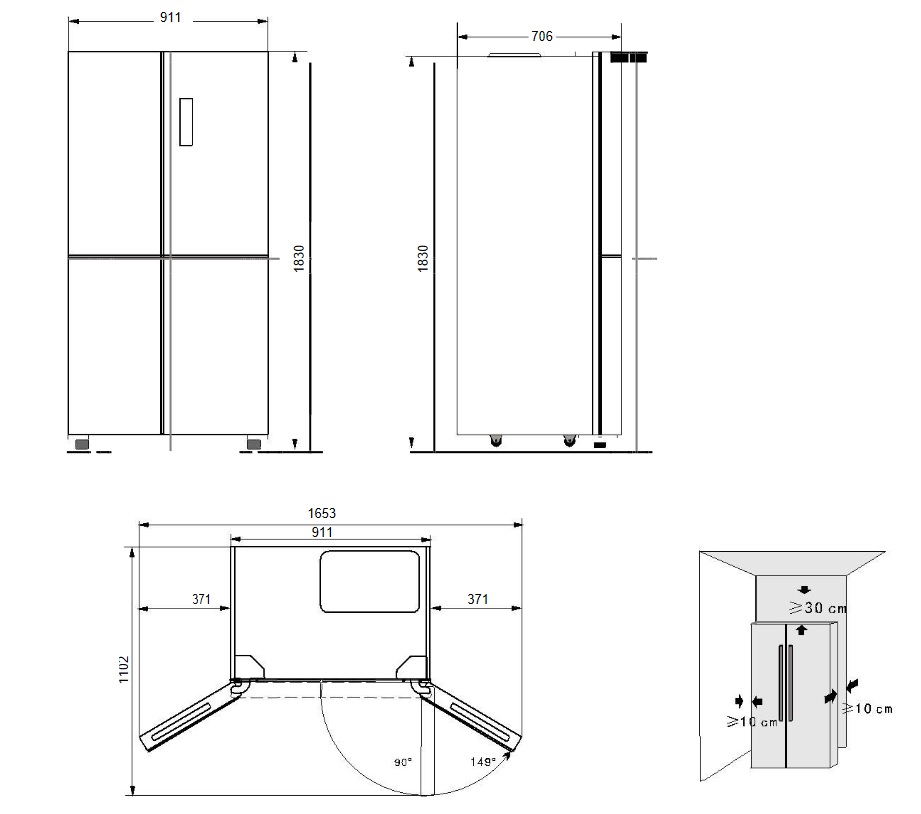 8129925 Холодильник многодверный   GiNZZU NFK-575 черный STDN-0006078 - Вид №8