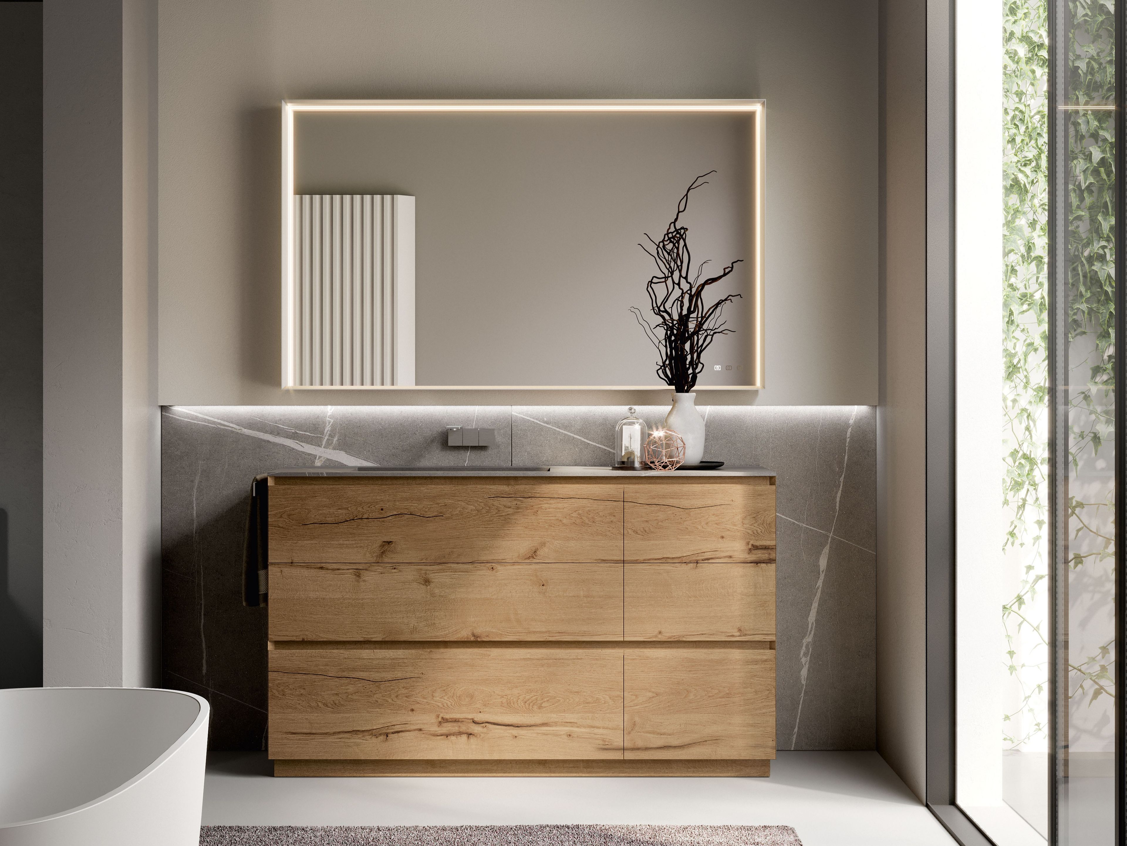 Подвесной шкаф для умывальника из дуба с ящиками Ideagroup Cubik ARCH-00147448 - Вид №1