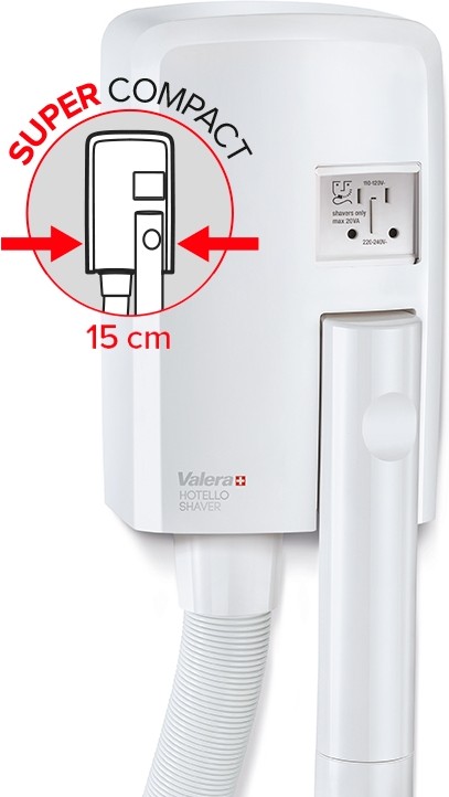 Valera Hotello Super AC Shaver Мод. 832.02 / RT - 1400 Вт - Компактный и сверхмощный настенный фен для волос из шланга с розеткой для бритвы 58320220 