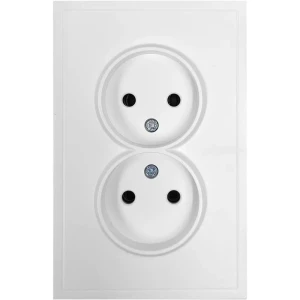 Двойная встраиваемая розетка MIRKL Grace белая без заземления 89393853