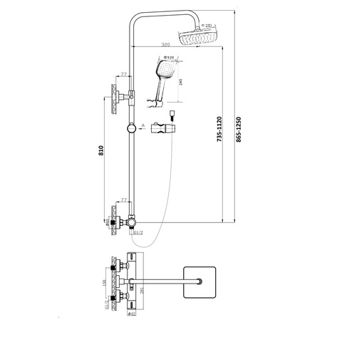 Orange T02S4-912b Душевая система с термостатом черного цвета в комплекте черный sun-id-1517039 - Вид №1