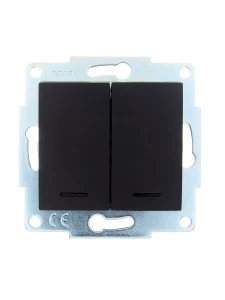 ASTI Выключатель двойной с подсветкой чёрный бархат механизм