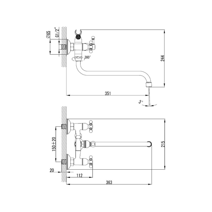 CADSBLCM10 Milardo Cadiss Смеситель для ванны с длинным изливом Cadiss Россия  - Вид №7