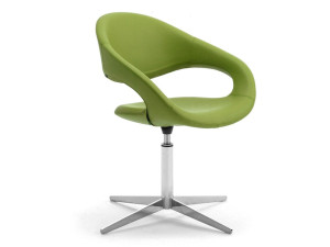 Спицевое вращающееся кресло из искусственной кожи с подлокотниками