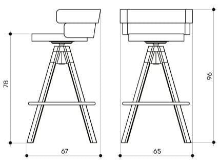 Высокий стул из ткани с подставкой для ног arrmet Dam ARCH-00101158 - Вид №2