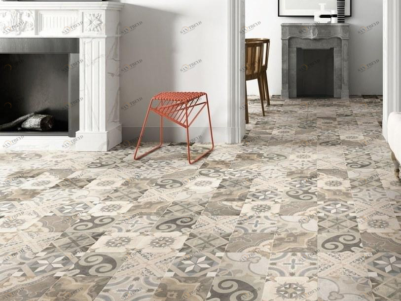 Настенная / напольная плитка из керамогранита с эффектом энкаустики Patchwork classic Santreyd sun-id-1472970