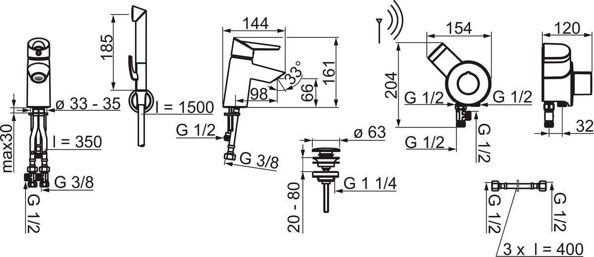 Oras 2703F Смеситель для умывальника, 3 V 2703F Optima Хром  - Вид №1